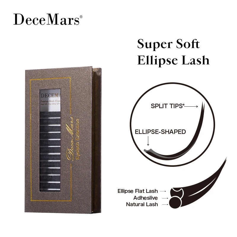 DeceMars Super Soft Ellipse Wimpernverlängerung, flache Wimpernverlängerung