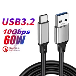 USB3.2 10Gbps Cable USB A to Type C Data Transfer cable Type C for Mobile Phone SSD Hard Disk 3A 60W Quick Charging Wire Cord