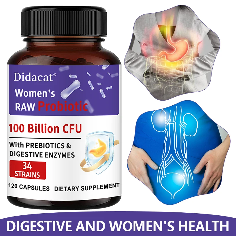 Probiotics for Women, 100 Billion CFU, with Prebiotics, Digestive Enzymes, Probiotics for Adult Women, Gut Health Supplement