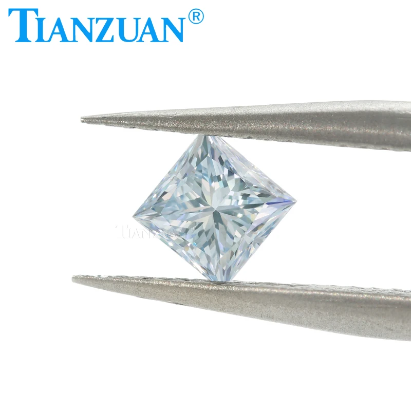 

Lab Grown Diamond HPHT Square Shape Fancy Light Blue Color VVS1 2EX Loose Gemstone Bead with GEMID Certified