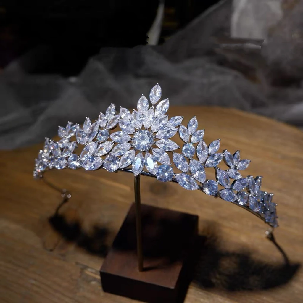 

Одежда высшего качества с кристаллами циркона, свадебная корона, тиара-свадебная лента для волос, вечерние украшения для волос, аксессуар для невесты, идеальный подарок
