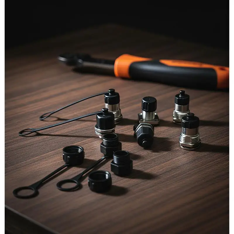 M12 Connector Dust Cap, Durable Male Female Protection Cover with Rope, 5/10Pcs for Audio and Video Equipment Maintenance