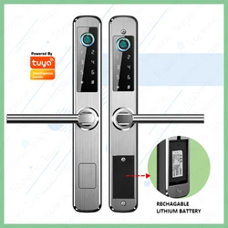 TUAY WIFI Fingerprint double two side waterproof IP55 outdoor smart door lock SUS material for slim aluminum swing door