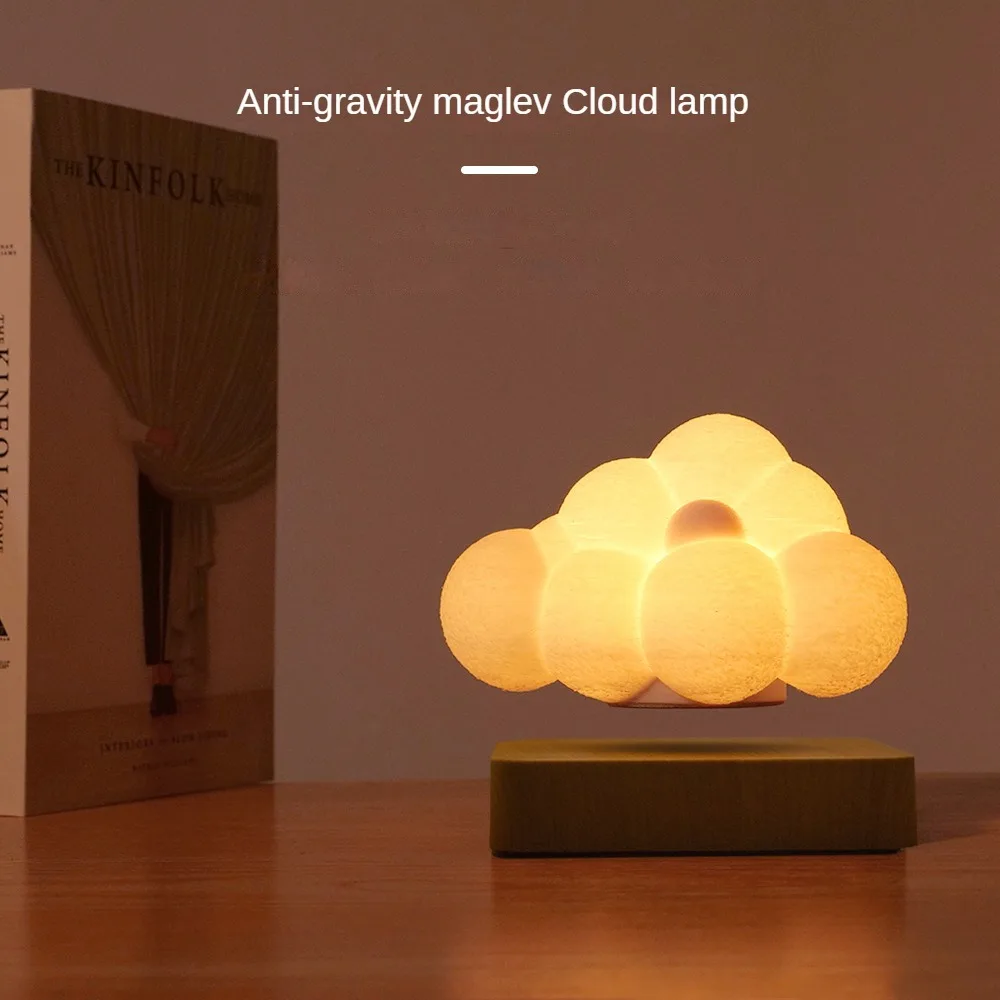 Novelty Night Light Magnetic Levitation Cloud Lamp Creativity Floating 3D Print Bulb Desk Decoration Birthday Gift