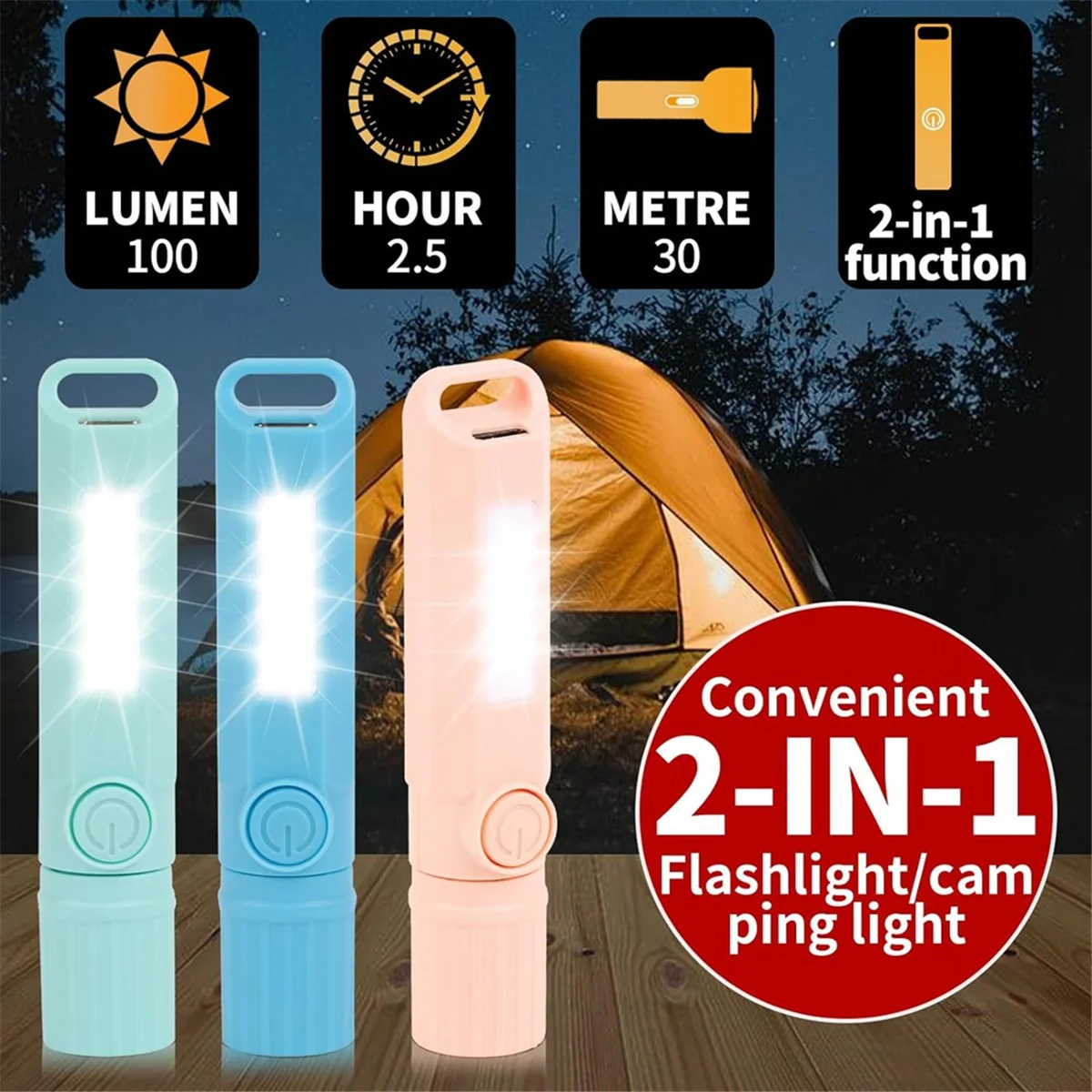 

PA-6 Pack USB C Rechargeable Mini Small LED Flashlights, Camping Lantern Combo Flashlight (6