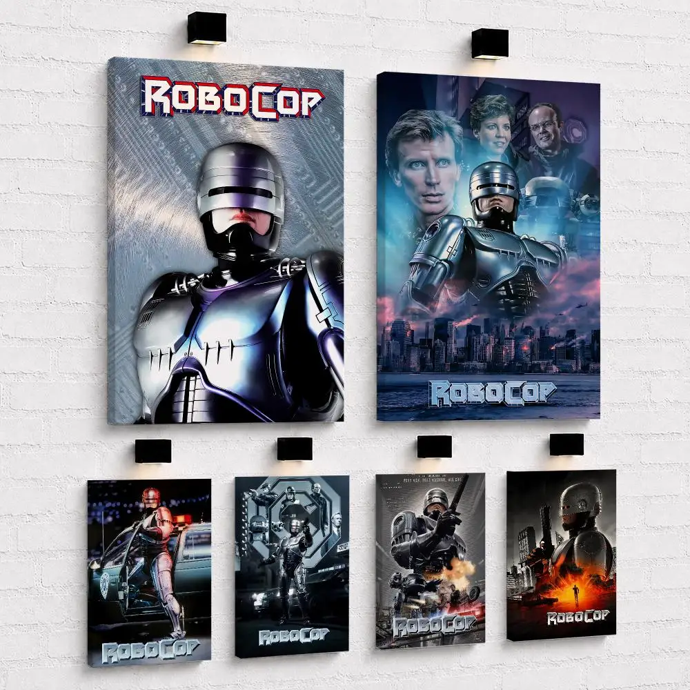 R-RoboCop Cool Movie Framed Wall Painting Wood Canvas Poster For Living Room Bedroom Hallway Office Home Decor Gift