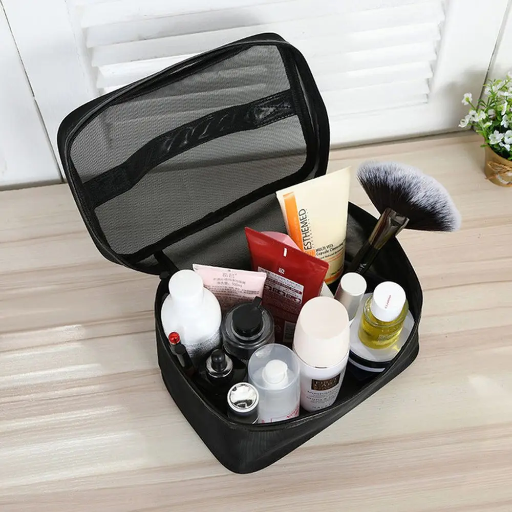 Wash Pouch Makeup Organizer Transparent Female Toiletry Bag Travel Makeup Case Mesh Cosmetic Bag Storage Bag Bath Storage