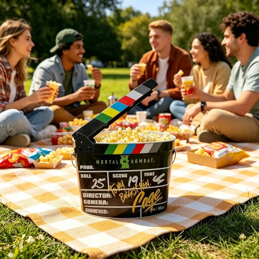 2026 Mortal Kombat Popcorn Bucket Cinema New Reusable Snack Bowl Movie Night Party Movie Souvenir Gift Family Decoration
