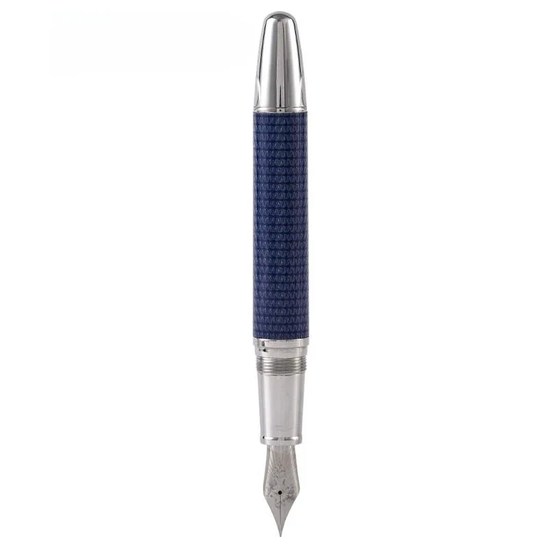 New Blue Engraving BooKer.Cr Fountain Pen Silver Iridium Gold F 0.5mm Nib Ink Pen Collection Business Office School Writing Gift