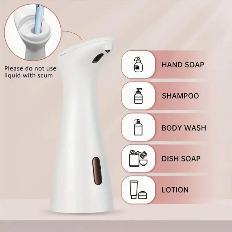 

Automatic Sensor Soap Dispenser White High Quality Abs Waterproof Hand Soap Sensor Bathroom Smart Wash Handpiece（no battery）