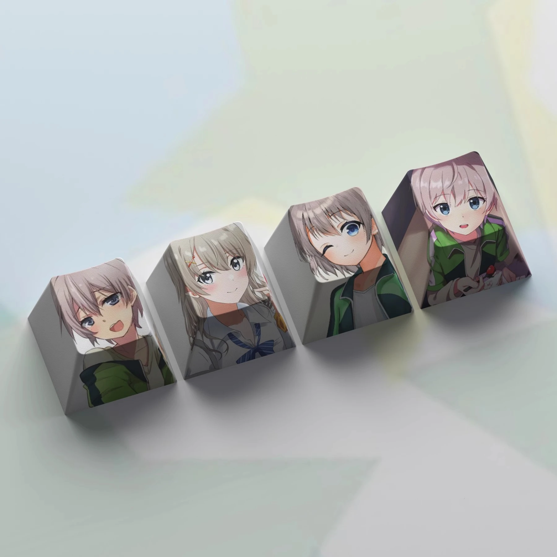 Minha Juventude Comédia Romântica está Errada PBT Dye Sublimation Key Caps para Interruptores MX, Cherry Perfil Anime Cartoon Keycap, 4 Chaves por Conjunto