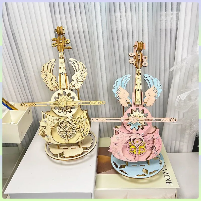 

[DIY Graffiti] Angel Wings Girl Heart Wooden Handmade Assembled Violin Model Birthday Puzzle for Girls[Need to assemble]