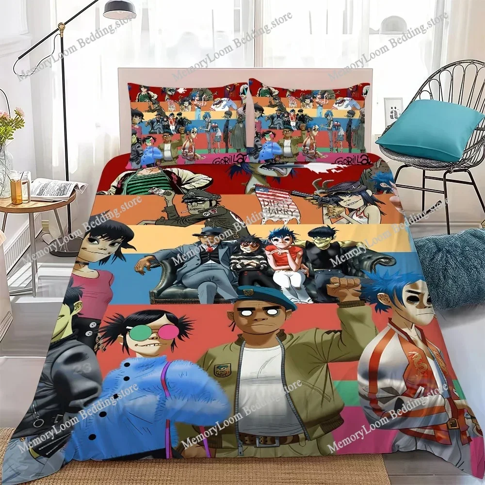Band G-Gorillaz Music Duvet Cover Set Home Style Bedding Soft Laundry Cotton Bed Four Seasons Student Dormitory Luxury Gift 5