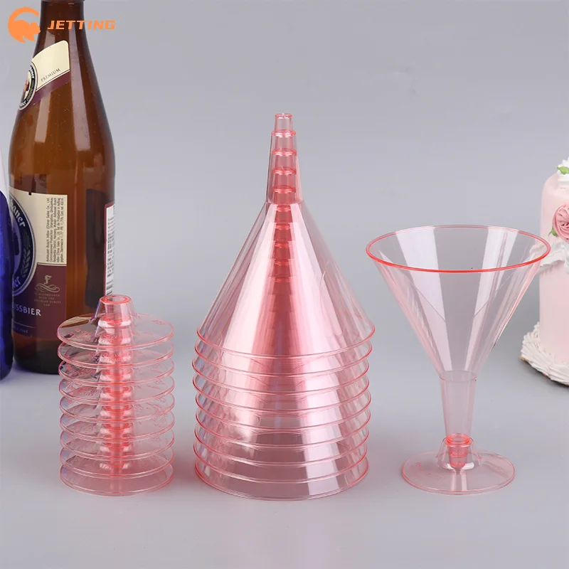 (Nuevo) 10 Uds. Vasos de Martini de plástico transparentes, mini vasos irrompibles para cócteles y postres, para fiestas de boda, vino, helado