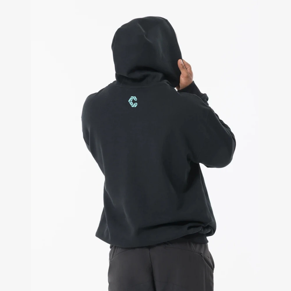 CRONOS Oversized Men Black Hooded Sweatshirt Vintage Letter Graphic Pullover Hoodie Casual Daily Wear Male Streetwear Hoodies