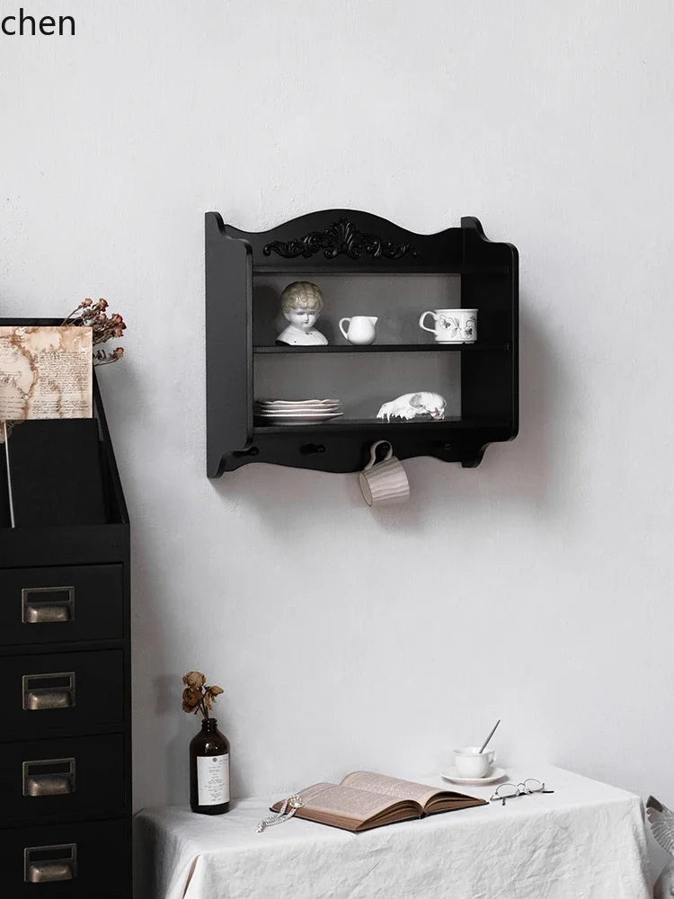 DSAWall Cabinet Vintage Wall Cabinet Restaurant Decoration Coffee Cup Holder Wall-mounted Storage Rack