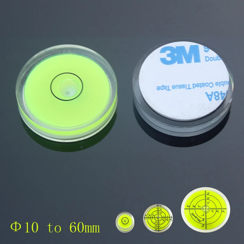 Haccury Circular Bubble Level With Adhesive Dia 10mm to 60mm Bullseye Leveling Bead Blister with Strong Double-sided Tape 1PCS