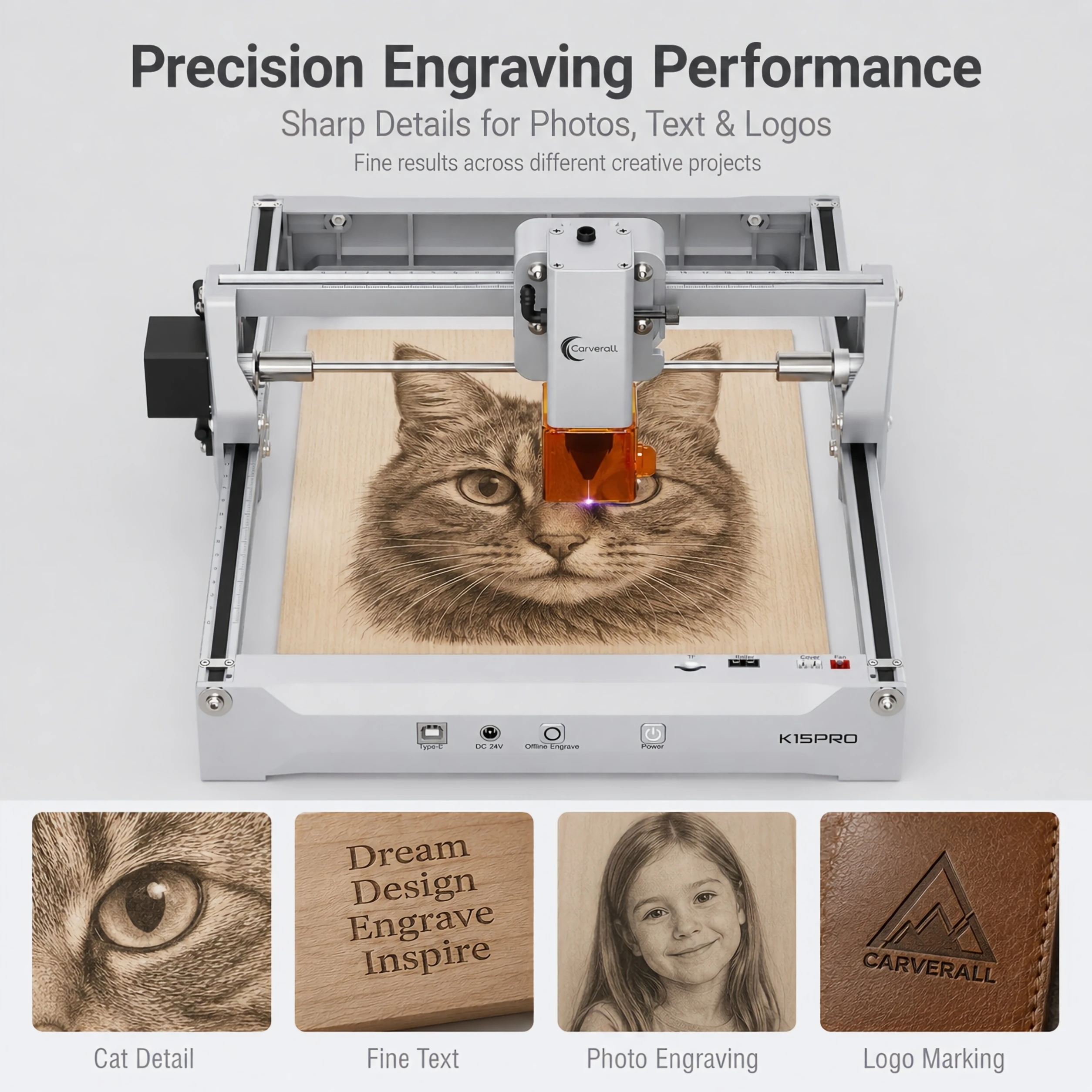 Carverall K15 Pro Laser-Gravier- und Schneidemaschine, Smart DIY-Tool, Anfängerfreundlich, mit kostenloser Software für Telefon- und PC-Nutzung, ideal für Kleinunternehmen – Detail 5