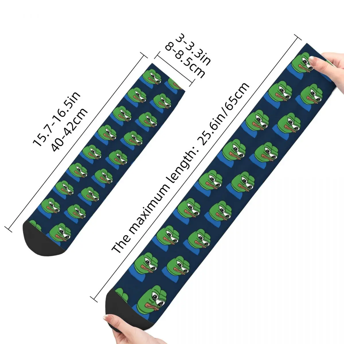 Funny Crazy Sock for Men Wall Eyed Harajuku Pepe The Frog Breathable Pattern Printed Crew Sock Casual Gift