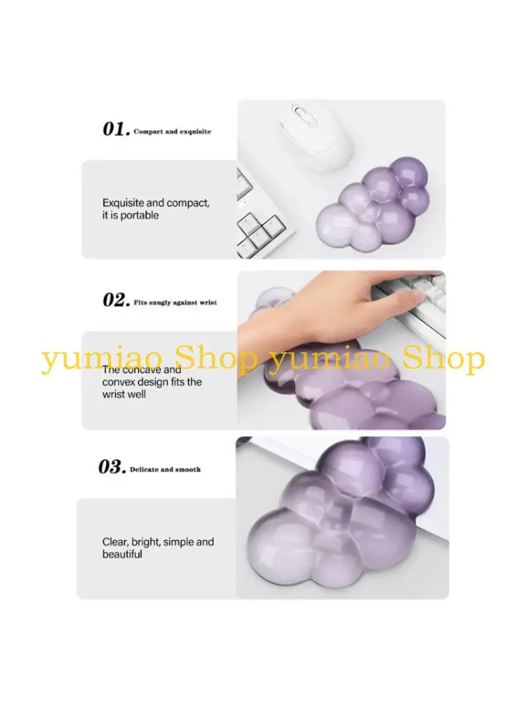 587B Cooling Gel Wrist Pad For Typing Comfort Ventilated Cloud Texture Keyboard Support Slip Resistant