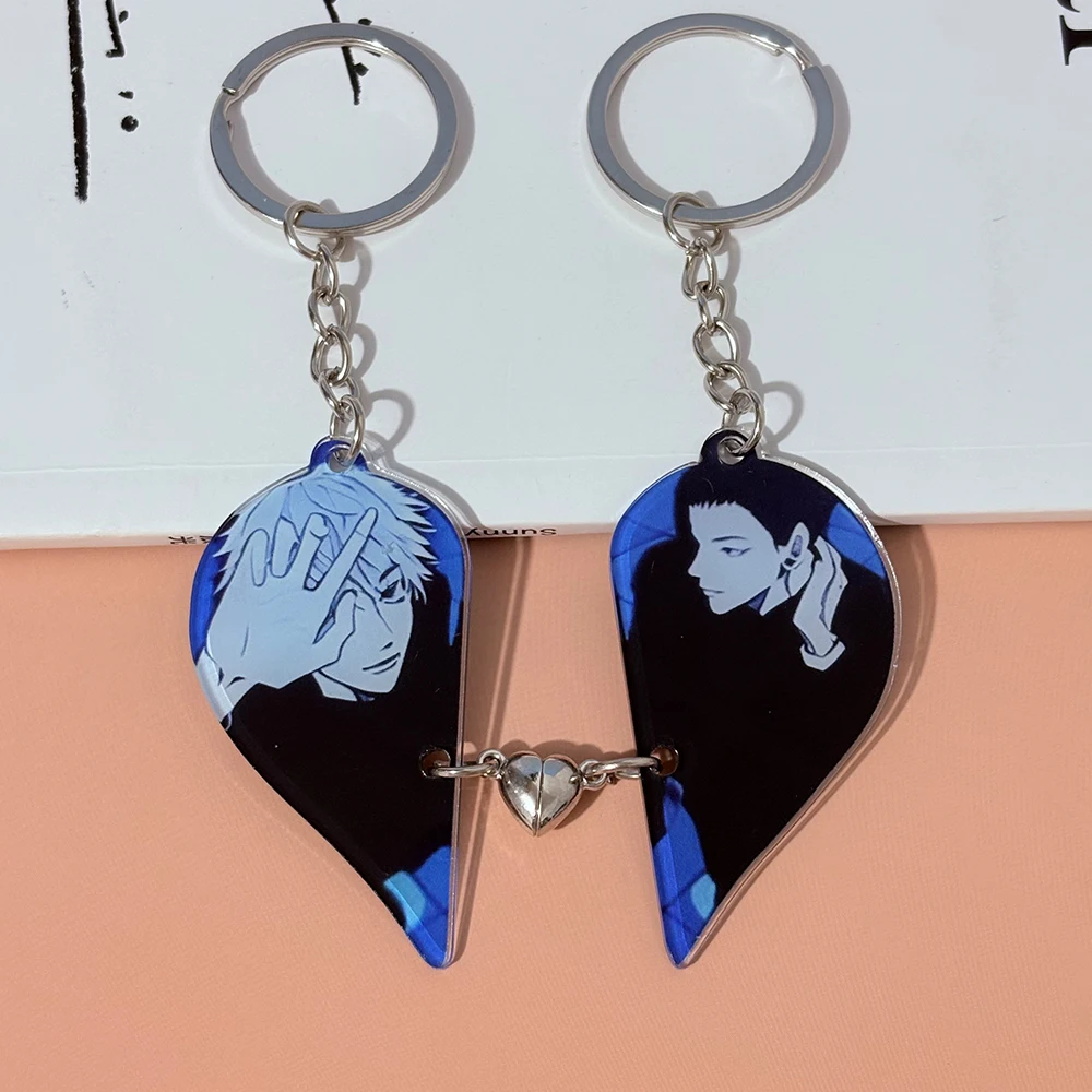 Anime Jujutsu Kaisen Gojo&Geto Magnetic Keychain Split Heart Keyring SatoSugu Couple Matching Acrylic Keychain Backpack Pendant