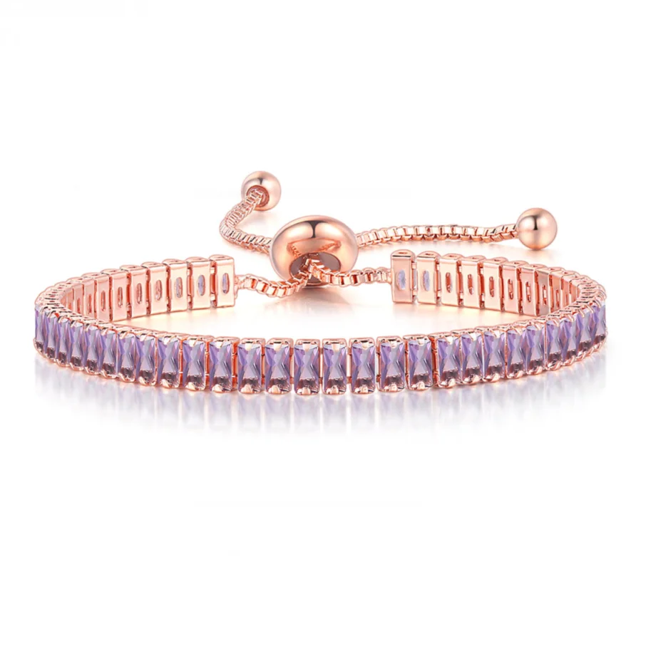 Iced Out Crystal Tennis Armbanden Voor Vrouwen Mannen Zwarte Rechthoek Zirconia Verstelbare Ketting Hiphop Sieraden Groothandel DZH051