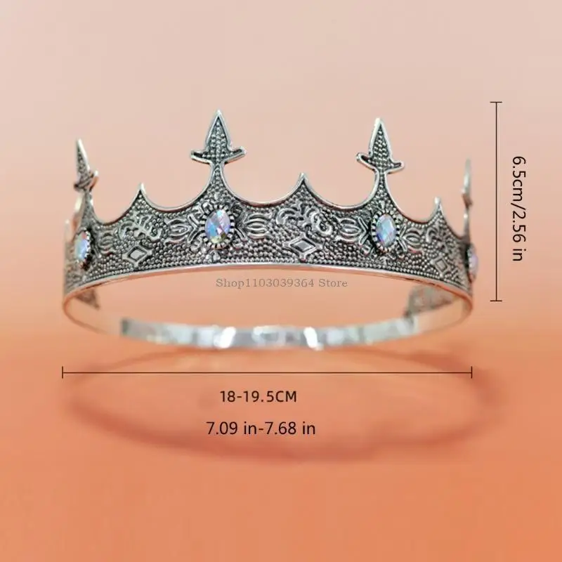 Stylish Men's Tiaras Crowns Hairband with Gemstones for Role Playing Game and Formal Event Gatherings for Cosplay Parties