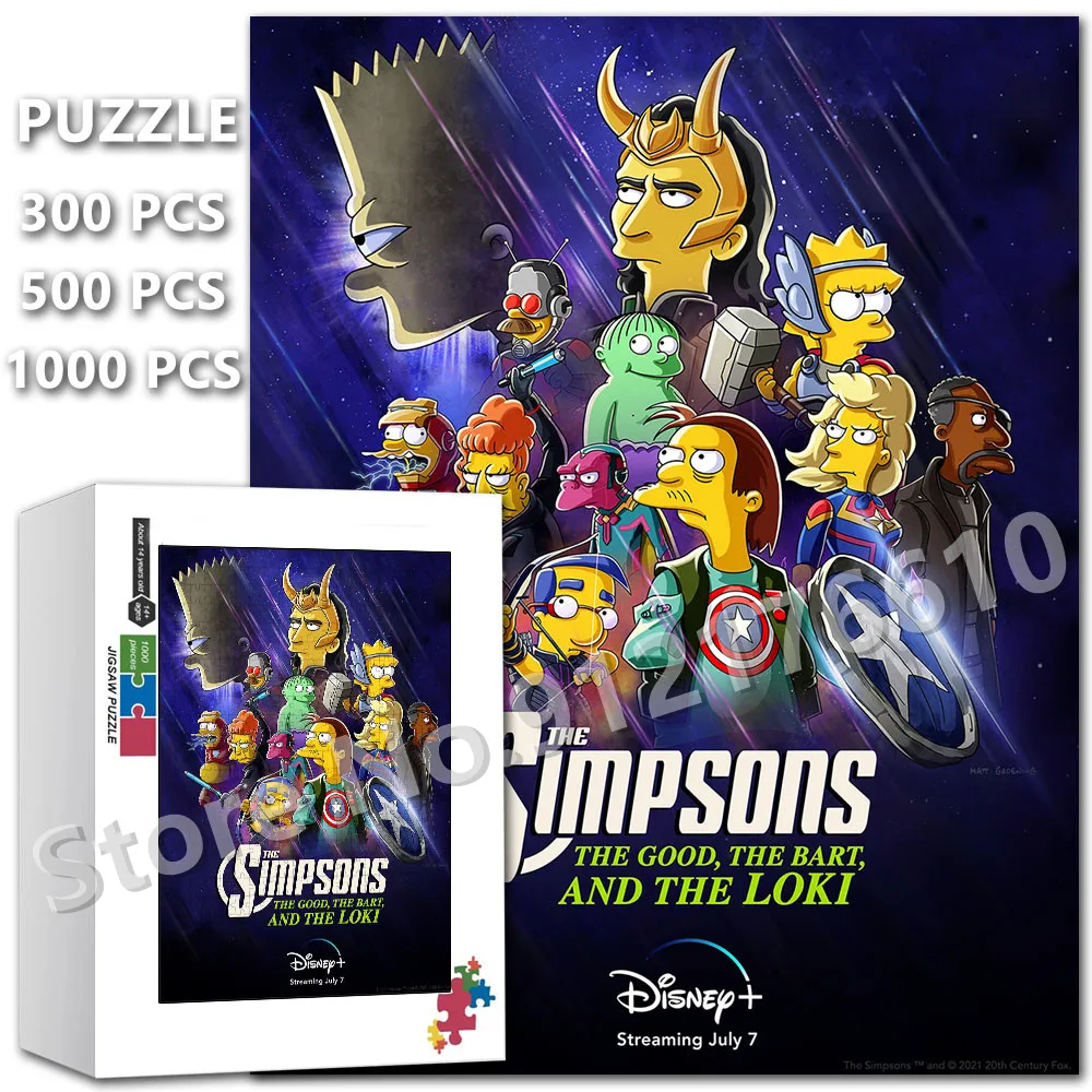 Funny Simpsons Superhero Comic Jigsaw Puzzles 108/200/300/500/1000 Pcs Disney Cartoon Print Puzzle Decompress Educational Toys