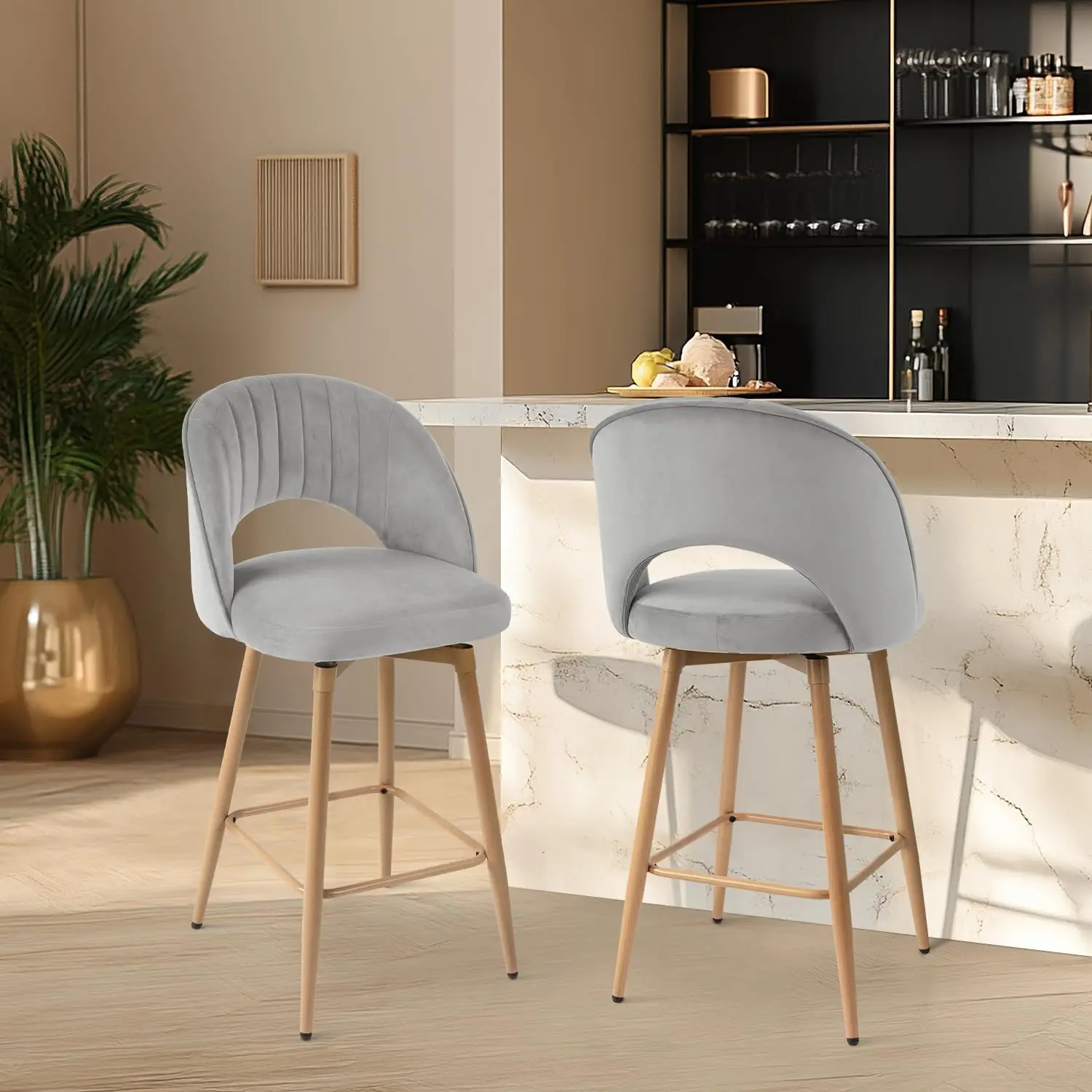 Swivel Bar Stools Set of 2, Counter Height Barstools for Kitchen Island, 26" Seat Height Bar Chairs for Dining, Customized