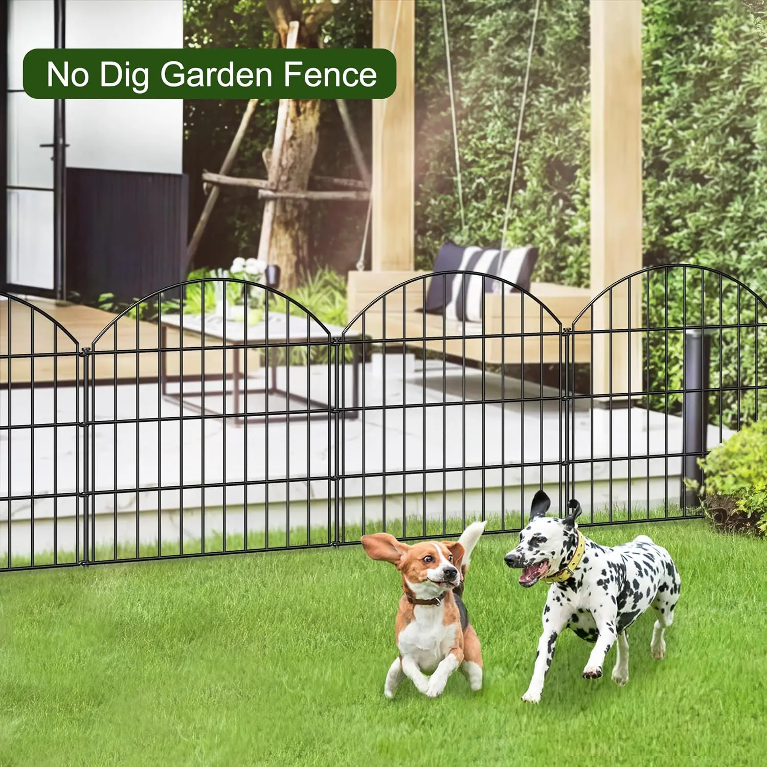 No Dig Portable Metal Garden Fence With Ground Stakes Black Pet Animal Barrier For Yard Patio Flower Beds Outdoor Landscape Decoration