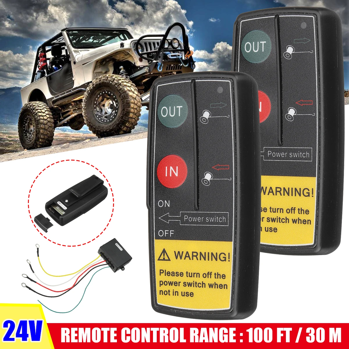 

24V Digital Wireless Winches Remote Control Recovery Kit For Jeep Radio Control System Electric Winch Remote Controller