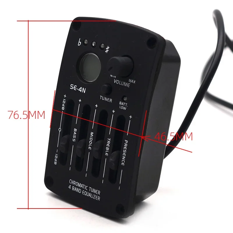 SE-4N Preamplificador de guitarra acústica EQ de 4 bandas con sintonizador de procedimiento Digital redondo ecualizador pastilla de guitarra aceite
