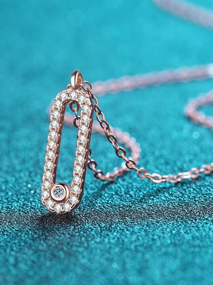 MoisaLuxe Official Store GRA Moissanite Plata เงินสเตอร์ลิง 925 รูปไข่แถวเพชรจี้สร้อยคอผู้หญิงเครื่องประดับ