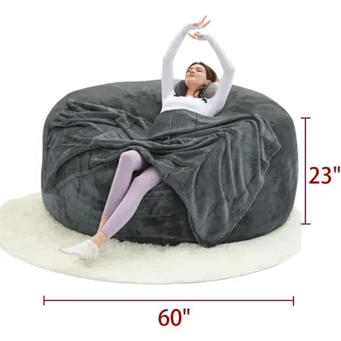 Memory Sponge Bean Bag Chair, Floor, Adult Living Room, Lazy Sofa ，60" inch Oversized Bean Bag Sofa with Filling