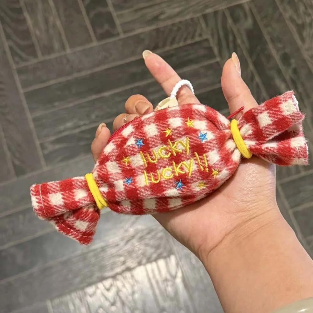 

Sweet Candy Design Coin Purse Star Anti-lost Lipstick Earphone Bag Embroidery Letter Cloth Sugar Shaped Decorative Bag Shopping