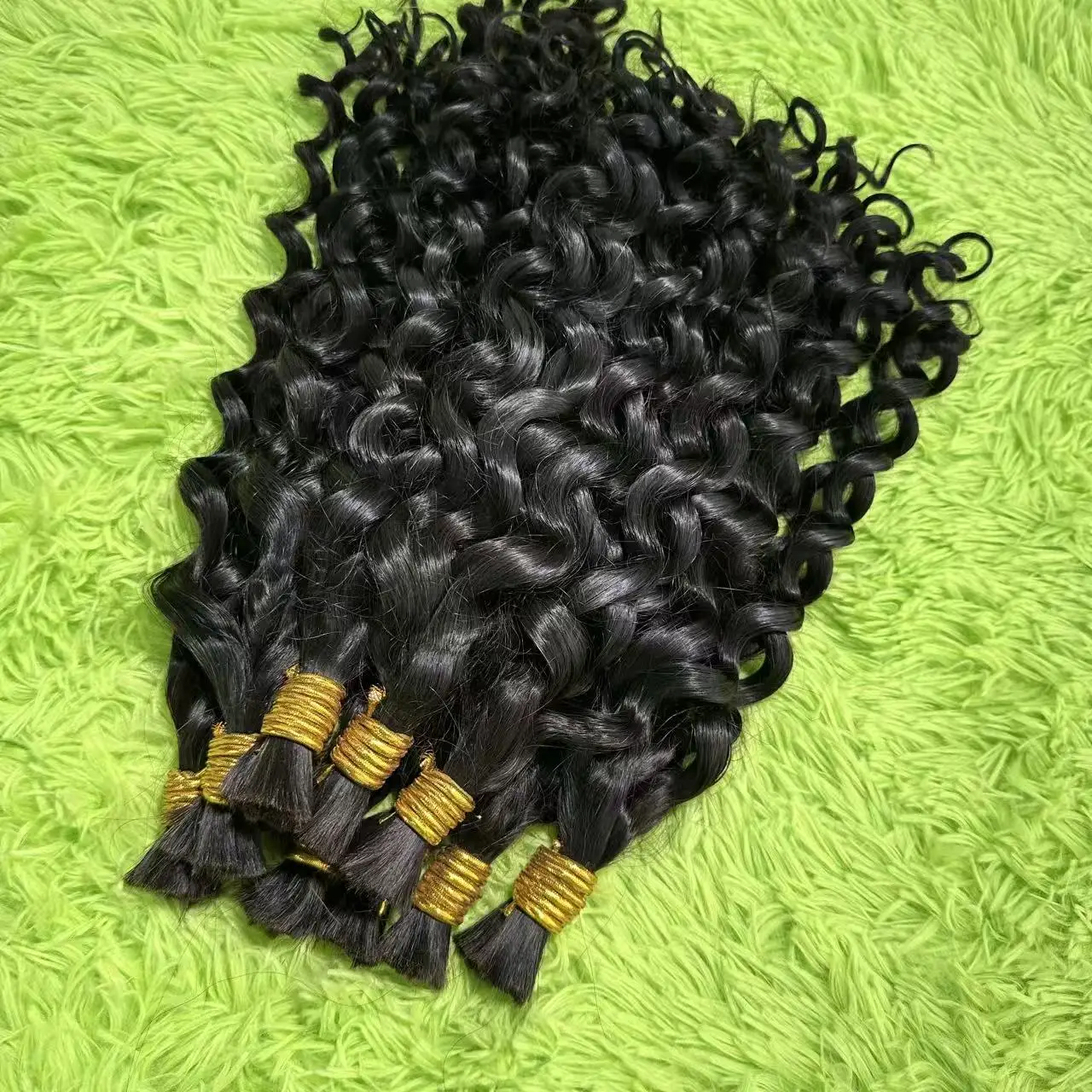 100%天然黒人バージンヘア、ボヘミアンブレイズエクステ用バルク、30インチディープウェーブカーリーヘアバンドル、ウォーターウェーブ、ノーウェフトヘア