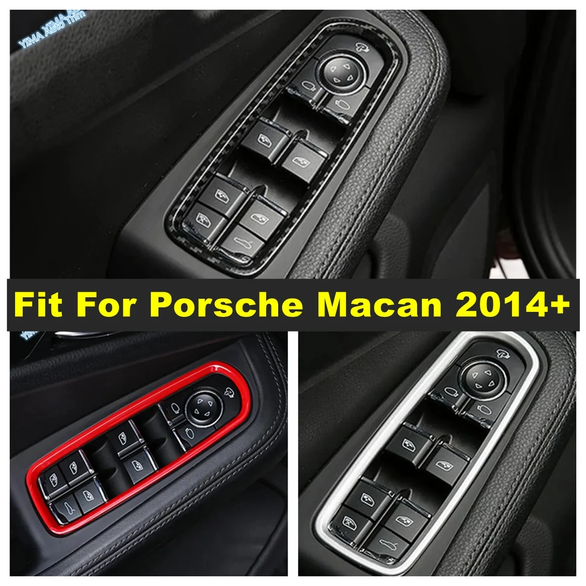 

Car Interior Door Handle Holder Window Lift Button Switch Cover Trim Decoration Fit For Porsche Macan 2014 - 2023 Accessories