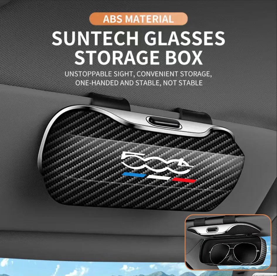 

Для Fiat Abarth 500 автомобильный держатель для очков, зажим, аксессуары, чехол для украшения интерьера, органайзер для очков, солнцезащитные очки для хранения