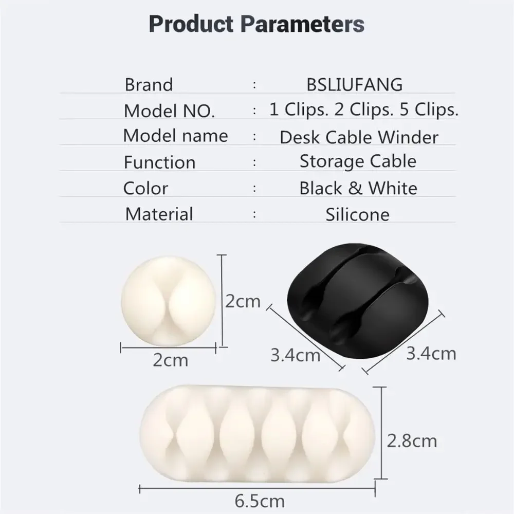 ซิลิโคนสายOrganizer Cable Winder Selfกาวชาร์จลวดClamp Multi Hole Windingอุปกรณ์