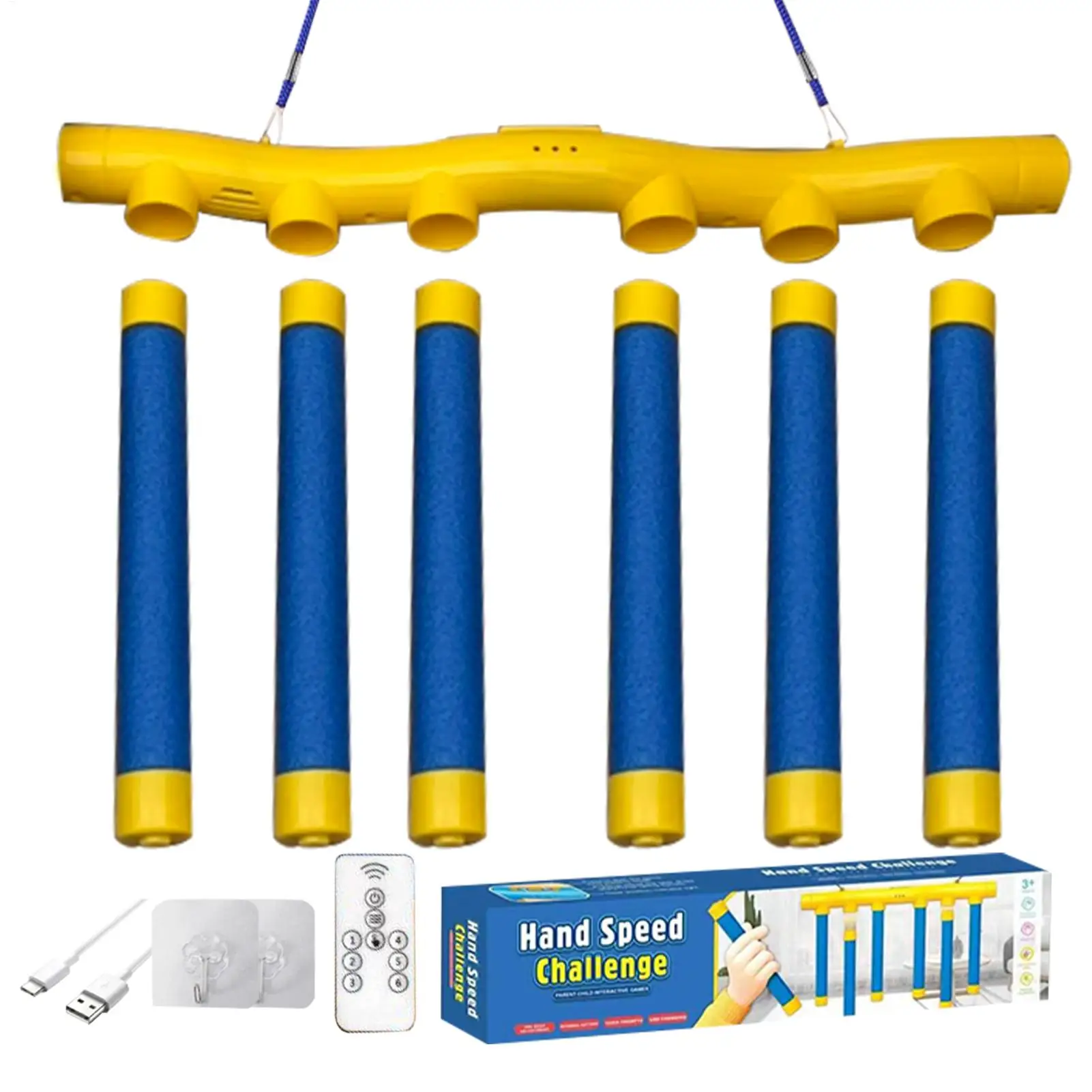 Falling Sticks Game Falling Sticks Catching Game Hand Eye Coordination Reactivity Training for Kids Yellow and Blue  Adjustable