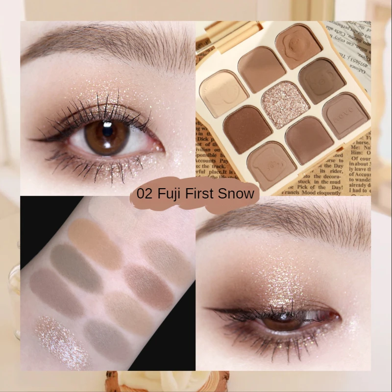 NOVO Toast 9 Colors Matte Eyeshadow Palette Pearlescent Eye Plate Cute Makeup Palette Female Cosmetic Lasting Nature Beauty