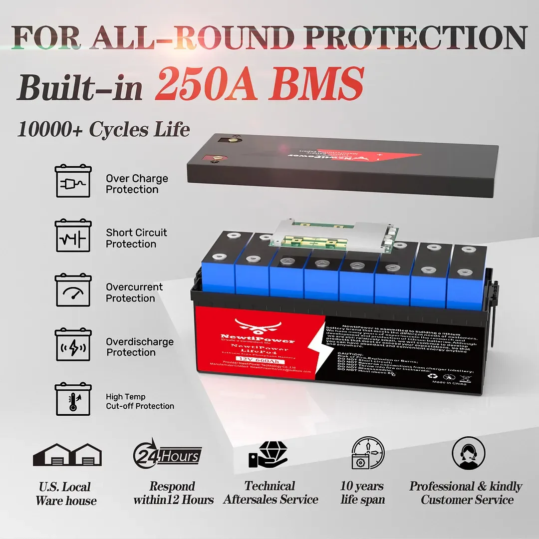 12V 660Ah LiFePO4 Lithium Iron Phosphate Battery Deep Cycle Rechargeable Storage Battery