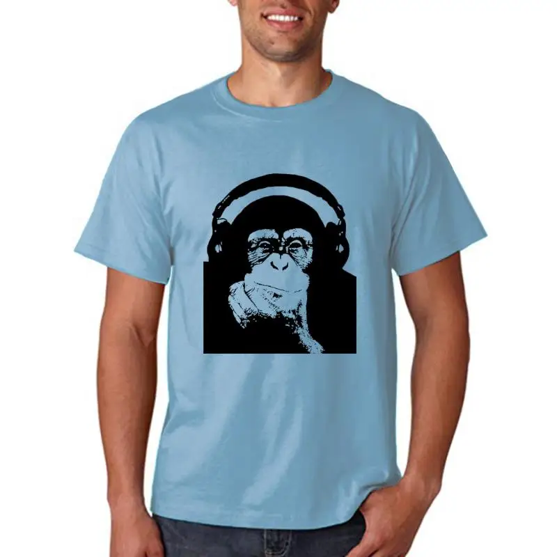 

THE casual short sleeve 100% cotton cool punk rock Men T shirt o-neck monkey skull DJ printed men T-shirt tops