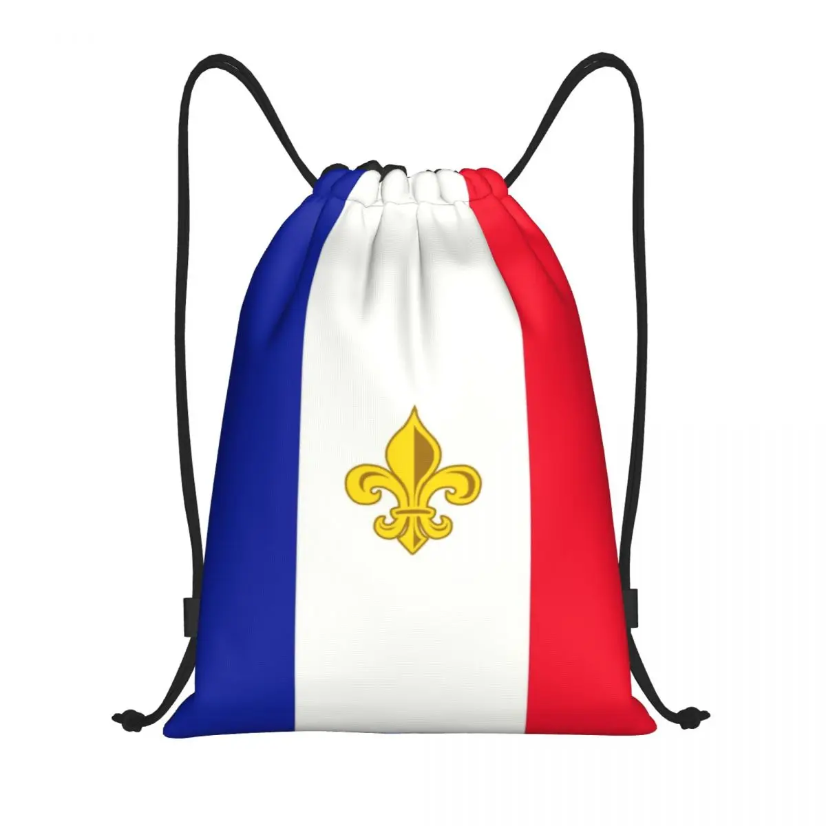 Custom France Flag Fleur De Lis Drawstring Bags Men Women Lightweight French Lily Flower Sports Gym Storage Backpack