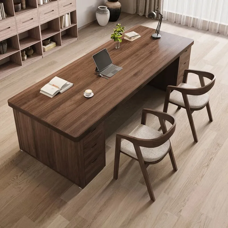 

Компьютерный стол из массива дерева, домашний стол из орехового дерева, книжный шкаф, интегрированный в гостиную, большой длинный стол, стол для совместной работы/учебы для нескольких человек