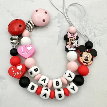 Clips de sucette en silicone pour bébé, lettres anglaises personnalisées, dessin animé Disney, support de sucette, TeWindsor, Pmot, dentition Kawaii, cadeau pour bébé
