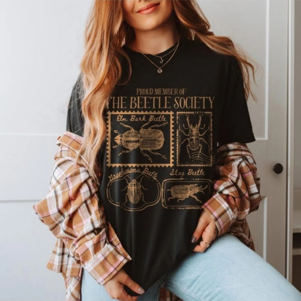 

The Beetle Society T-Shirt Bug Shirt Stag Beetle Shirt Entomology Shirt Bug Lover Gift Bug Catcher Tops High Quality Cotton Tops