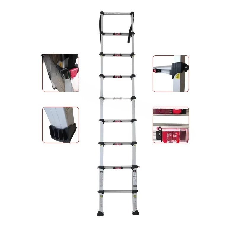 سلم قابل للطي متعدد الأغراض، سلم تلسكوبي باللون الأسود #3