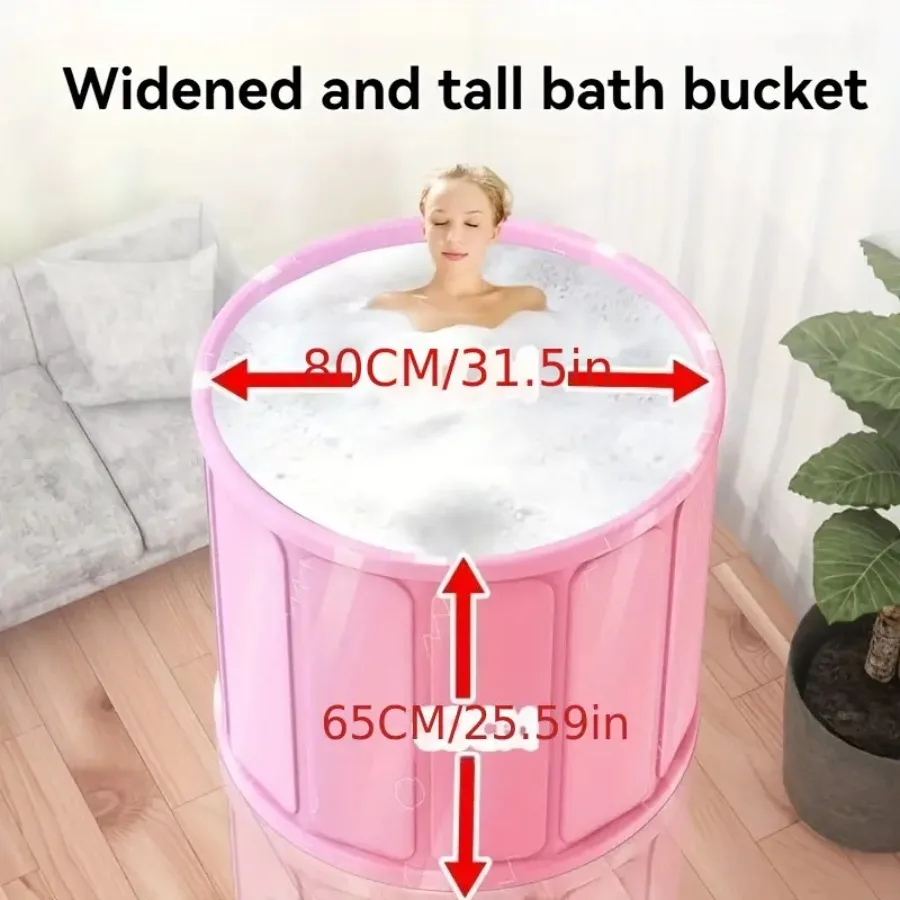 

Freestanding Bathtub Foldable Bathtub Easy-To-Store Bath Bucket Adult Soaking Tub with 2 Drainage Holes Bathroom Supplies Can B