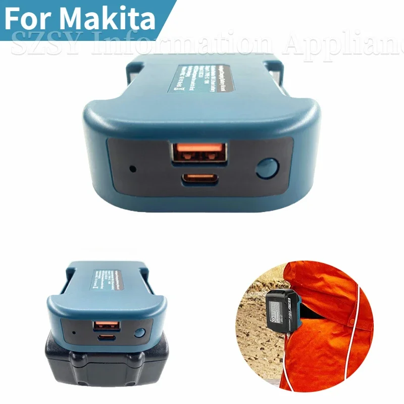 With USB Type-C Ports For Makita 18V 14.4V Battery BL1840 BL1850 BL1860 Charger Adapter Fast Charging For Lomvum Zhipu Hongsong